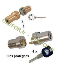 Jeu de cylindre KABA pour serrure Laperche Rols 4 clés